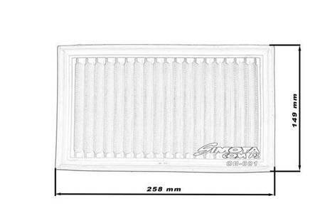 Stock replacement air filter SIMOTA OB001 258X149mm