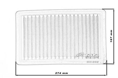 Stock replacement air filter SIMOTA OH005 274X167mm