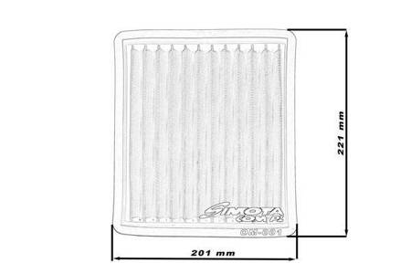 Stock replacement air filter SIMOTA OM001 221X201mm
