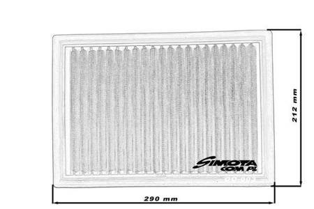 Stock replacement air filter SIMOTA OO003 290X205mm