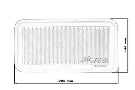 Stock replacement air filter SIMOTA OT004 289x148mm